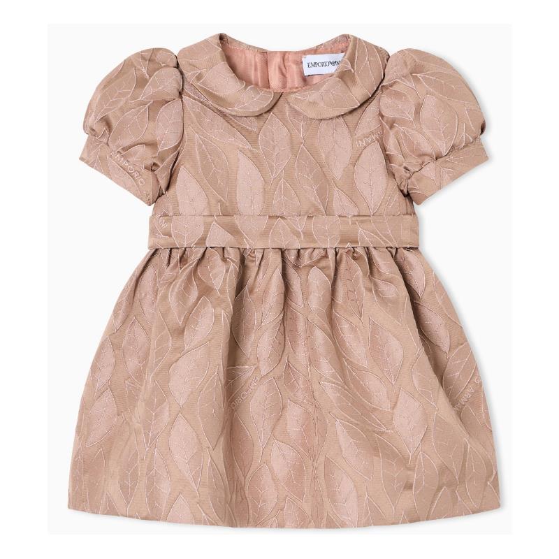 Armani Baby - Baby Girl Leaf Dress With Puff Sleeves Pink
