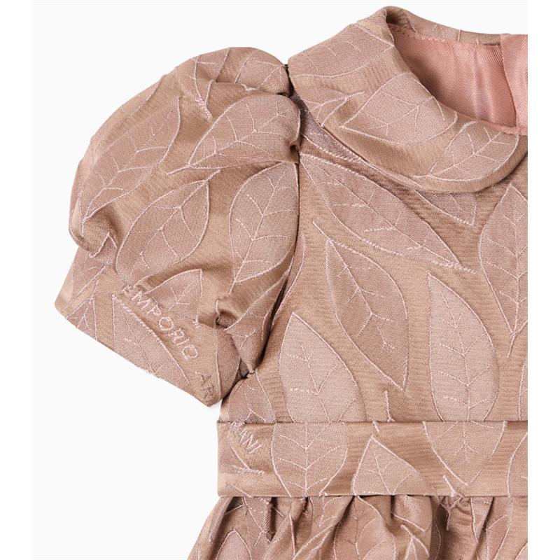 Armani Baby - Baby Girl Leaf Dress With Puff Sleeves Pink - Image 2