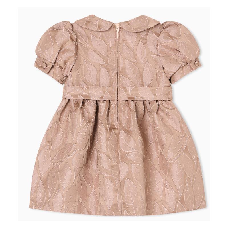 Armani Baby - Baby Girl Leaf Dress With Puff Sleeves Pink - Image 3