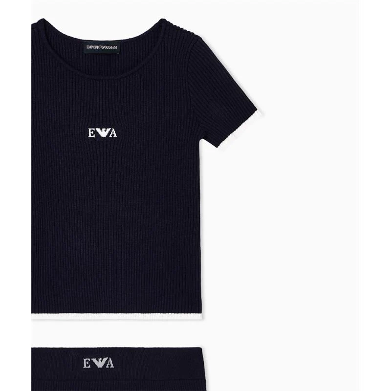 Armani Baby - Baby Girl Short Sleeve Pleated Dress, Navy - Image 2