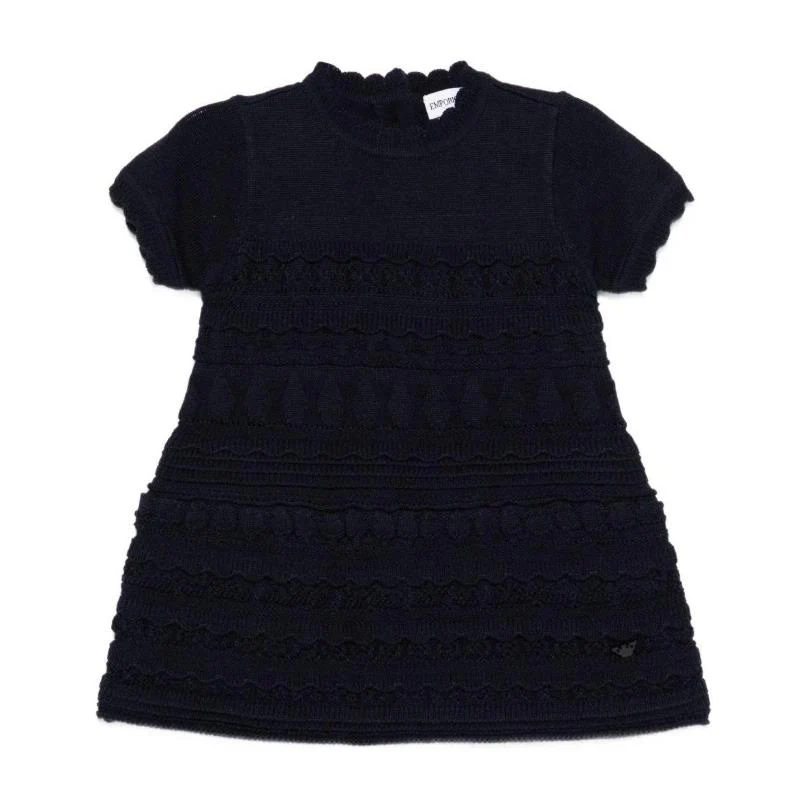 Armani Baby - Baby Girl Short Sleeve Ruffle Dress, Navy