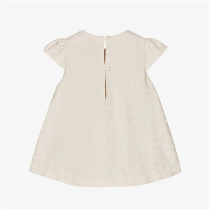 Armani Baby - Baby Girls Beige Jacquard Eagle Dress - Image 3