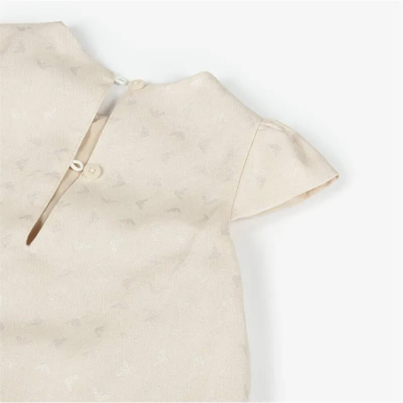 Armani Baby - Baby Girls Beige Jacquard Eagle Dress - Image 4