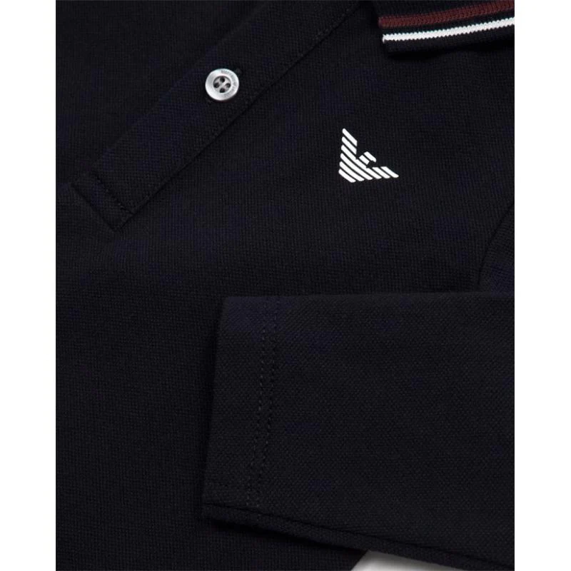 Armani Baby - Boy Long Sleeve Polo Shirt, Navy - Image 2