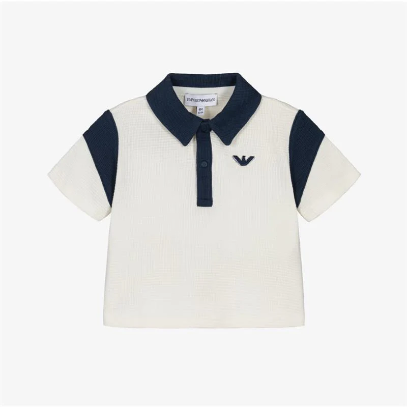Armani Baby Boy Polo Shirt, White/Blue