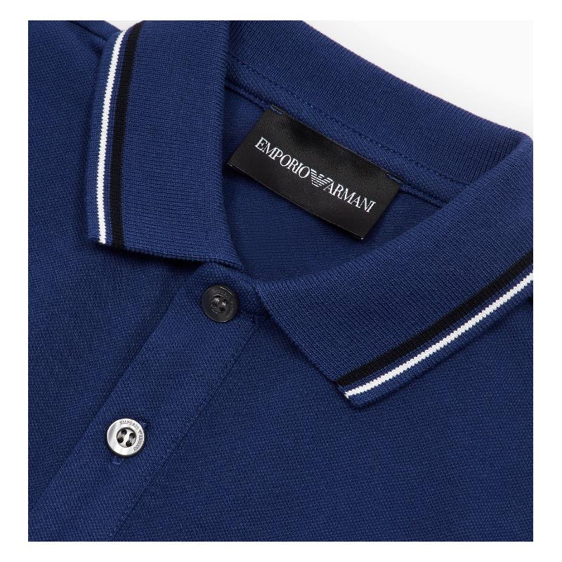 Armani Baby Boys Short Sleeve Polo Shirt, Chambray - Image 2
