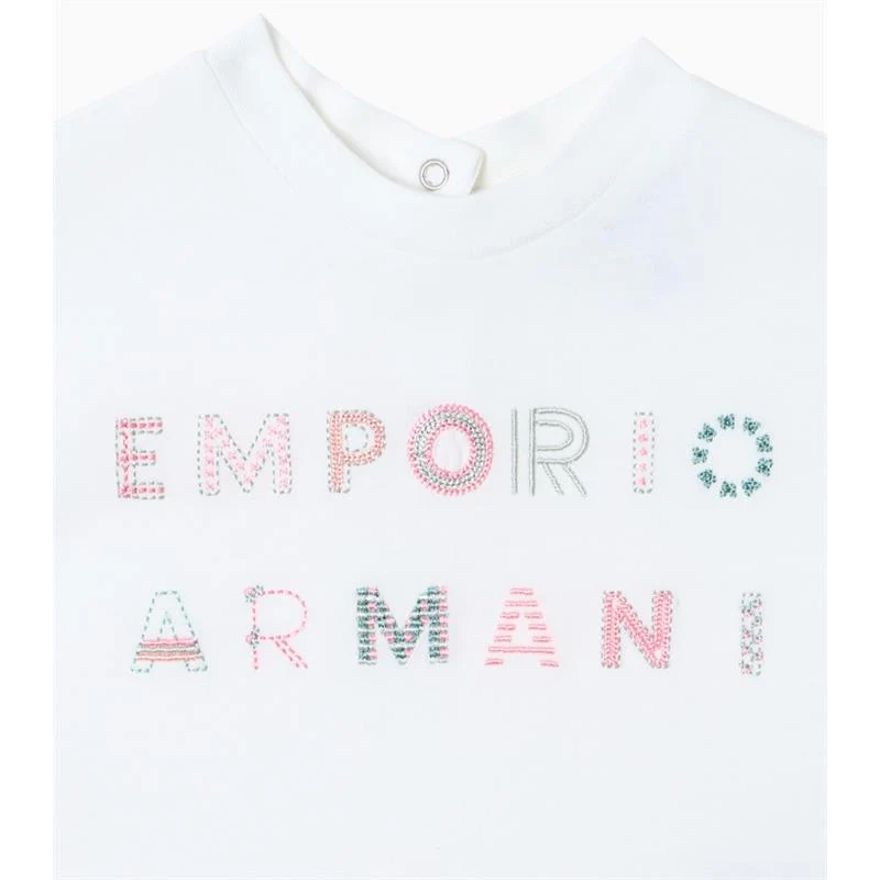 Armani Baby Girl Short Sleeve Logo T-Shirt, White - Image 2