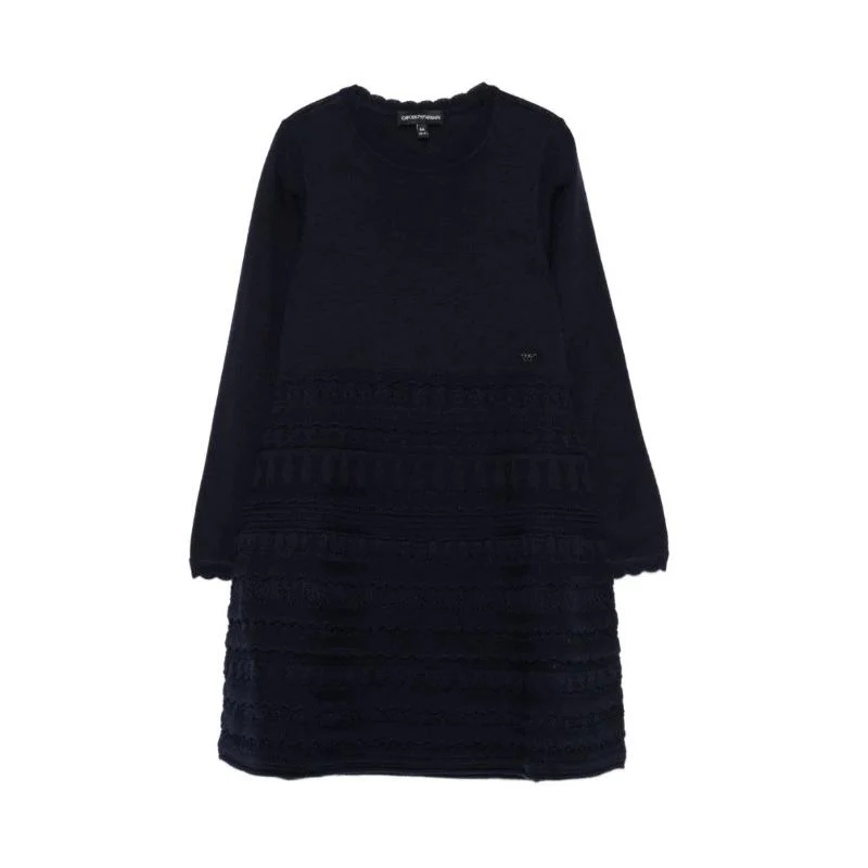 Armani Baby - Girls Long Sleeve Ruffle Dress, Navy