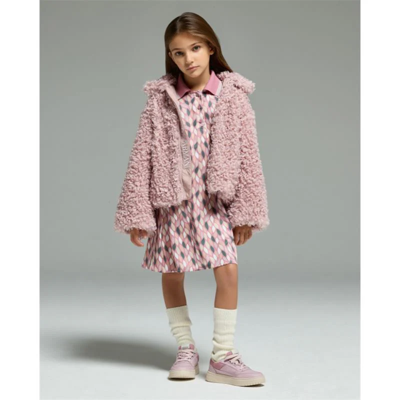 Armani Baby - Girls Short Sleeve Collared Dress, Pink - Image 4