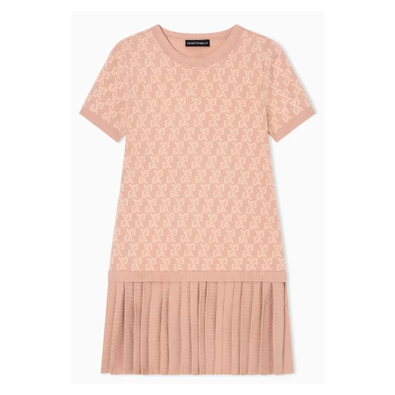 Armani Baby - Girls Short Sleeve Ea Print Pleated Dress Pink