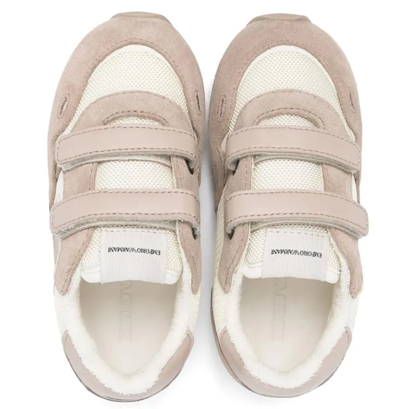 Armani Baby - Logo Patch Sneakers, Tan/Vanilla - Image 3