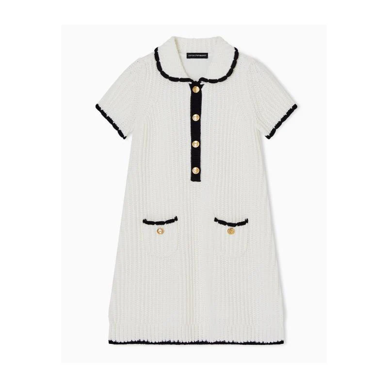 Armani Girls Collared Dress, White