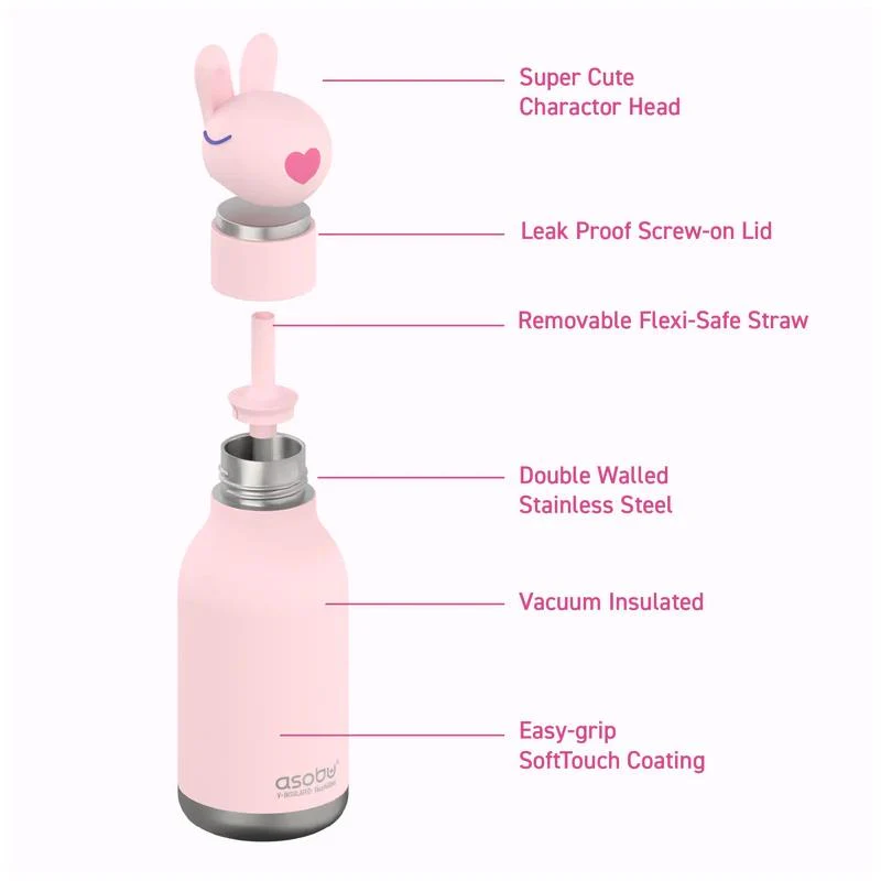 Asobu - Stainless Steel Bottle Silicone Head Bunny - Image 4