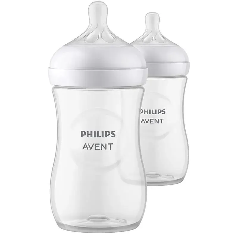 Avent - 2Pk Natural Baby Bottle With Natural Response Nipple, Clear, 11Oz