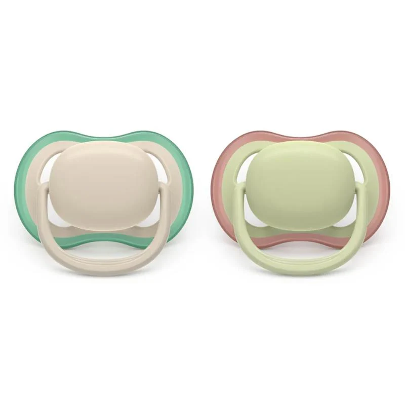 Avent 2Pk Ultra Air Pacifier 6-18M, Sand/Pastel Warm Green