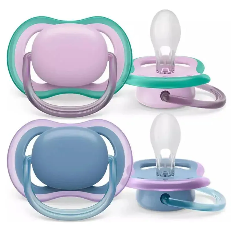 Avent - 2Pk Ultra Air Pacifier Blue Hush & Lush Lilac, 6/18M - Image 2