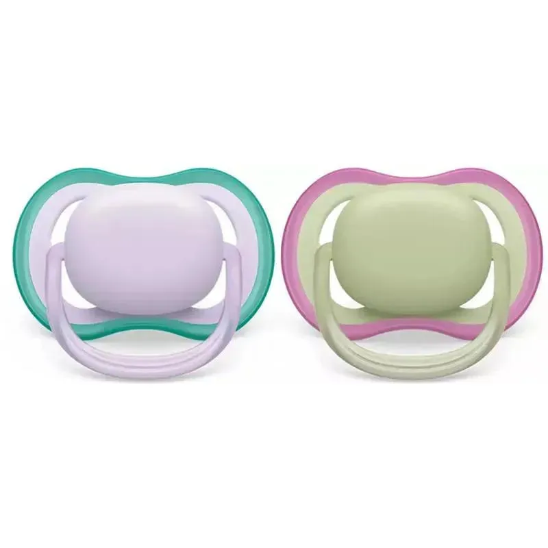 Avent - 2Pk Ultra Air Pacifier Fresh Lilac & Pastel Green, 0/6M