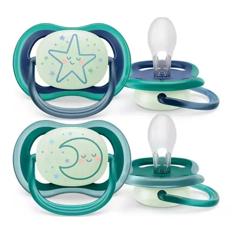 Avent - 2Pk Ultra Air Pacifier Nighttime, Sleeping Star & Moon, 6/18M - Image 2