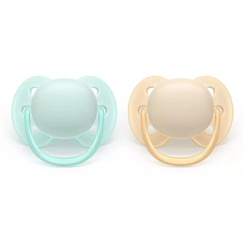 Avent 2Pk Ultra Soft Pacifier 0-6M, Sand/Pale Mint