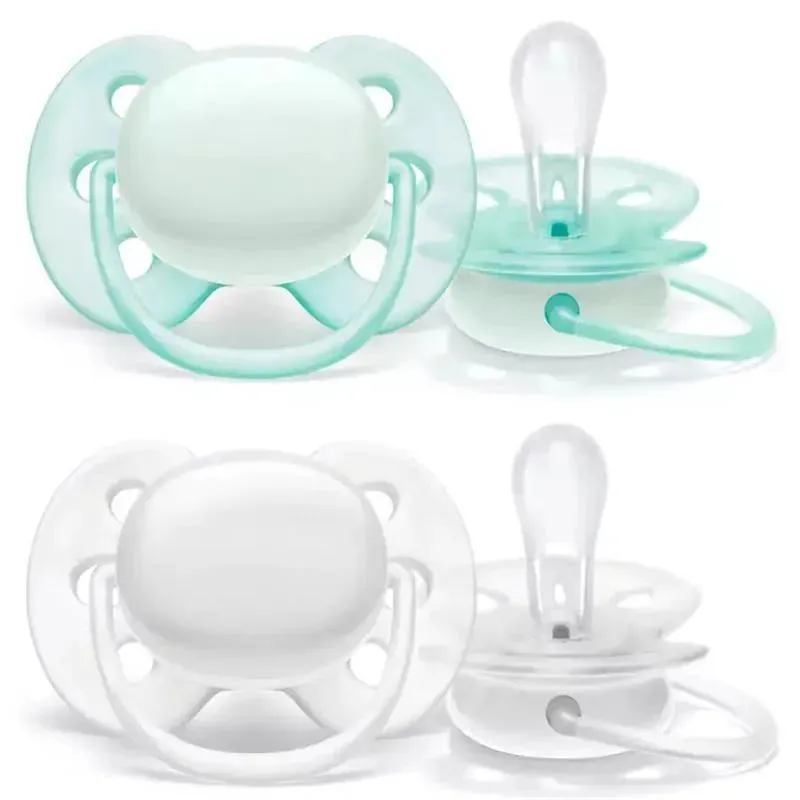 Avent - 2Pk Ultra Soft Pacifier Arctic White & Green, 0/6M - Image 2