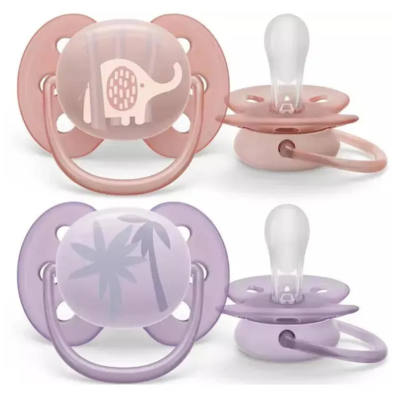Avent - 2Pk Ultra Soft Pacifier Pink & Lavander, 0/6M - Image 2