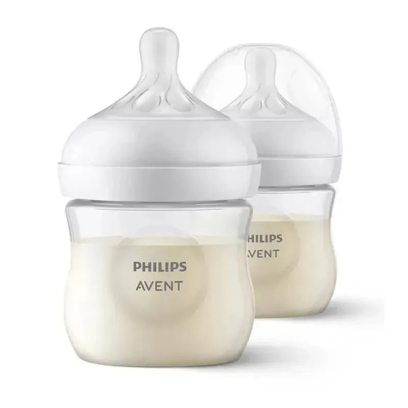 Avent - 2Pk Natural Baby Bottle With Natural Response Nipple, Clear, 4Oz