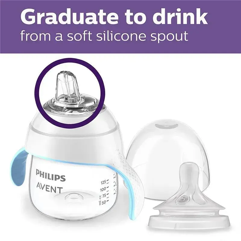 Avent - 1Pk Natural Trainer Sippy Cup With Fast Flow Nipple And Soft Spout, Clear, 5Oz - Image 3