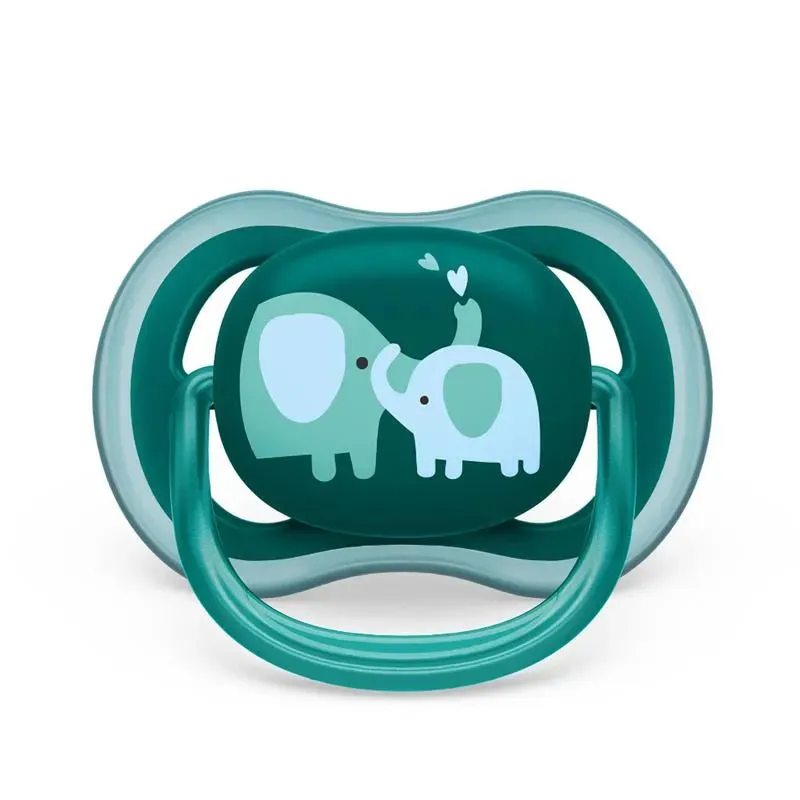Avent - Ultra Air Pacifier 18M+, Opal Elephant / Blue Hello, 2 Pack - Image 2