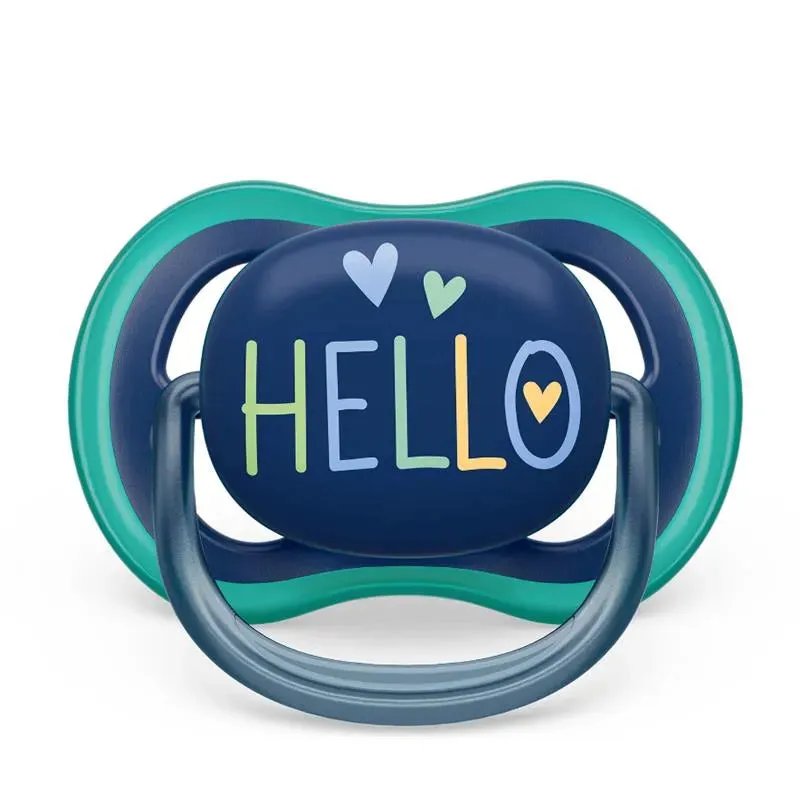 Avent - Ultra Air Pacifier 18M+, Opal Elephant / Blue Hello, 2 Pack - Image 3