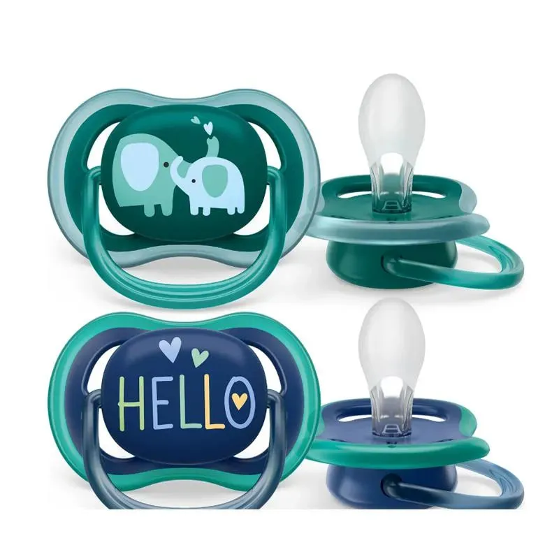 Avent - Ultra Air Pacifier 18M+, Opal Elephant / Blue Hello, 2 Pack - Image 4