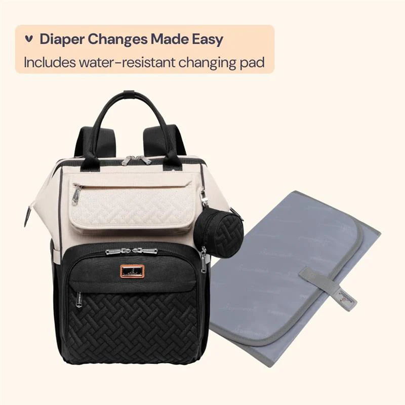 BabbleRoo - Diaper Bag Backpack, Apricot & Black - Image 6
