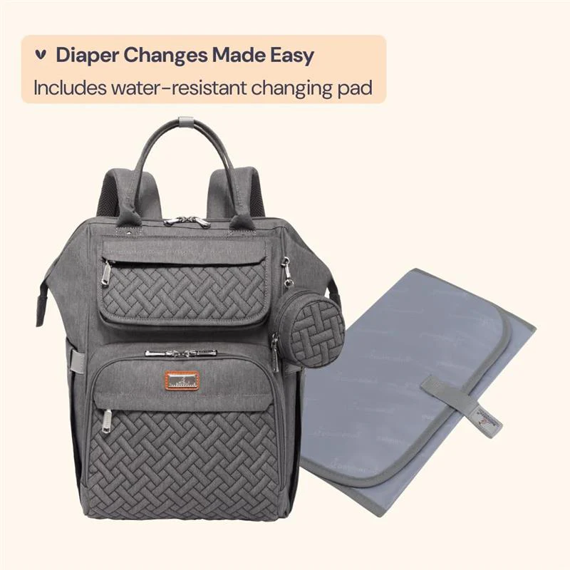 BabbleRoo - Diaper Bag Backpack Bag for Moms Dads (Dark Gray) - Image 6