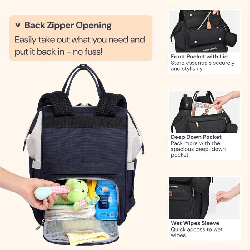 BabbleRoo - Diaper Bag Backpack Black - Image 4