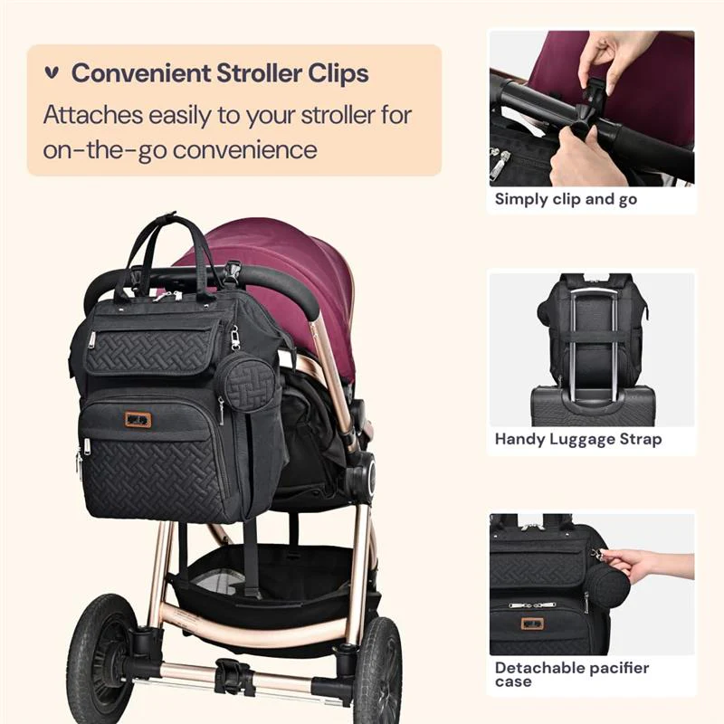 BabbleRoo - Diaper Bag Backpack Black - Image 5