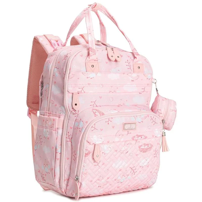 BabbleRoo - Diaper Bag Backpack, Pink Birdy
