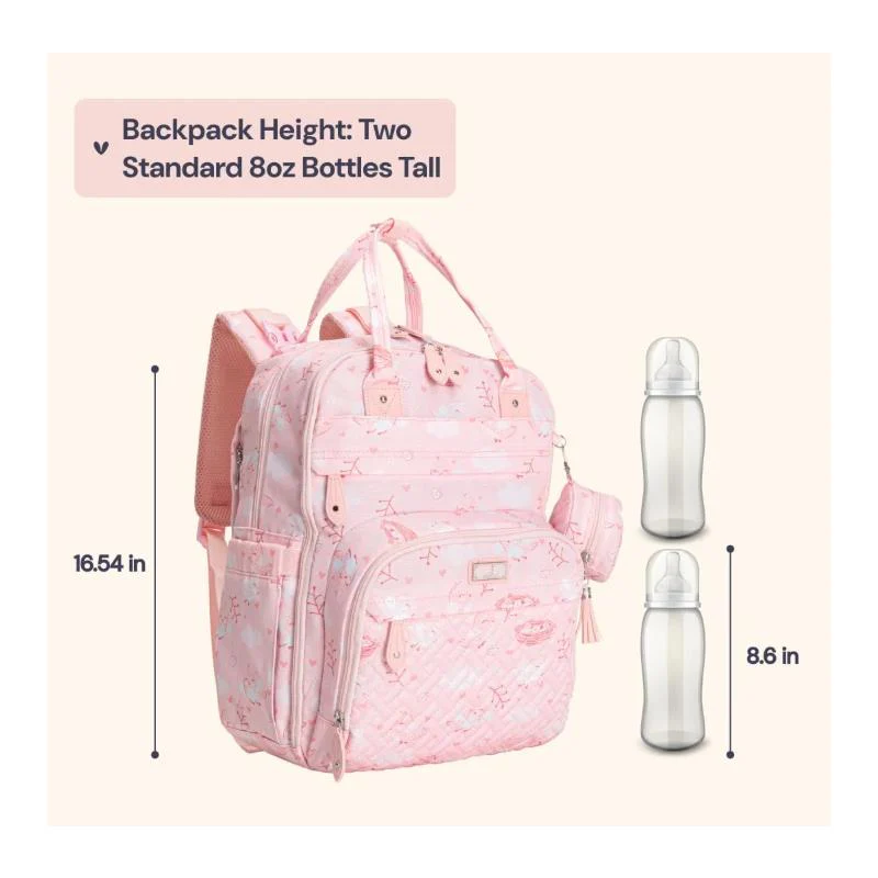 BabbleRoo - Diaper Bag Backpack, Pink Birdy - Image 3