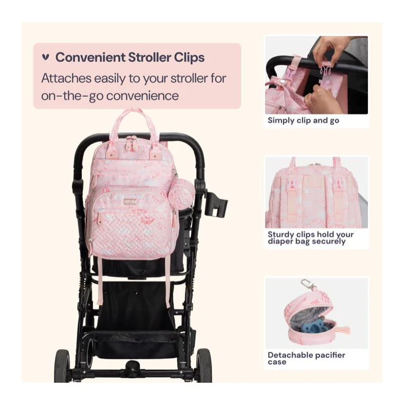 BabbleRoo - Diaper Bag Backpack, Pink Birdy - Image 6