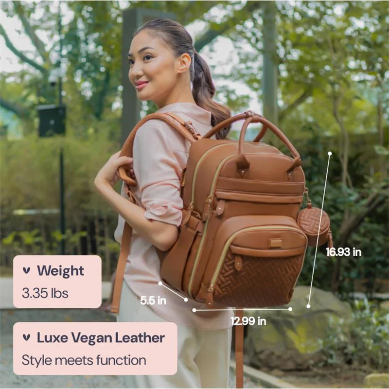 Babbleroo - Original Diaper Bag Vegan Leather Brown - Image 3