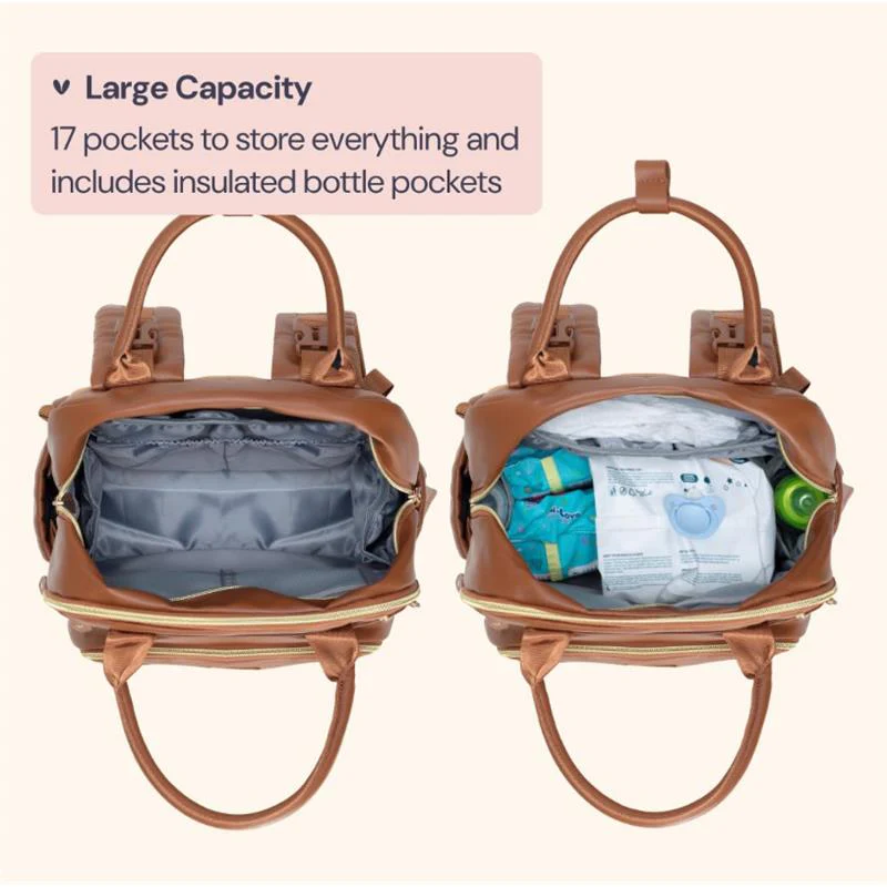 Babbleroo - Original Diaper Bag Vegan Leather Brown - Image 4