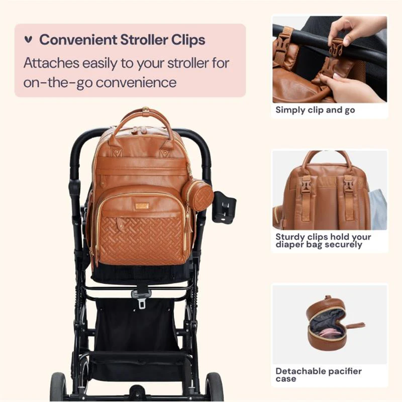 Babbleroo - Original Diaper Bag Vegan Leather Brown - Image 6