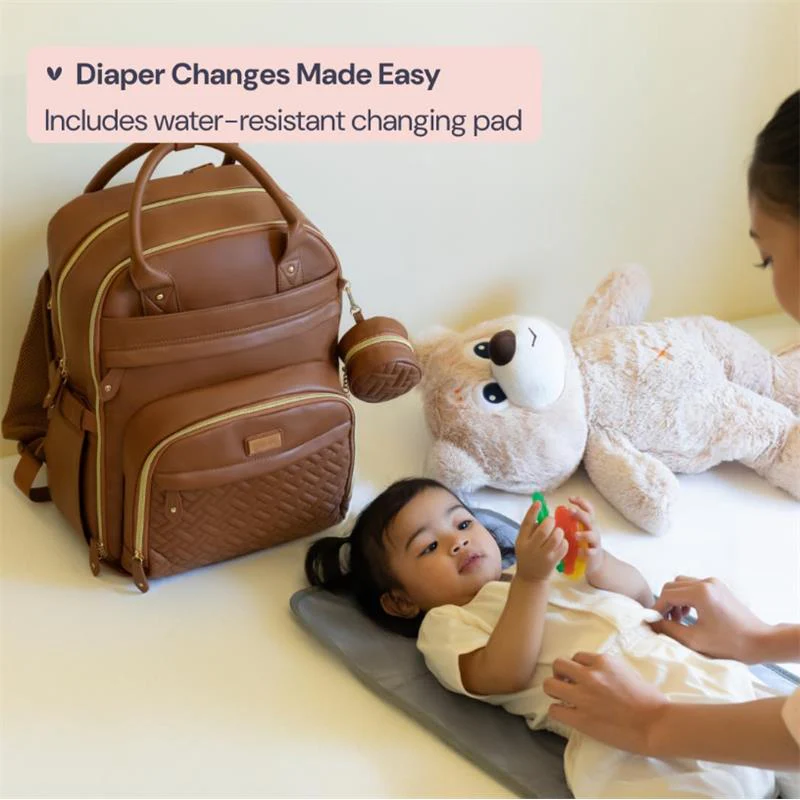 Babbleroo - Original Diaper Bag Vegan Leather Brown - Image 7