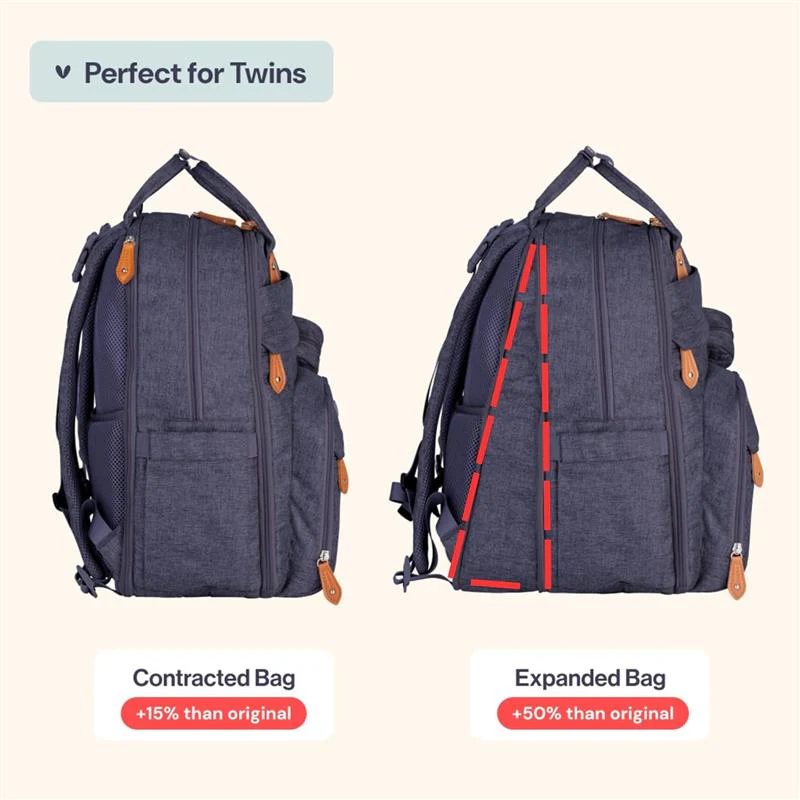 Babbleroo - Travel Essentials Baby Bag Tote with Changing Pad, Denim Blue - Image 6