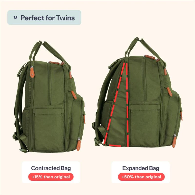 BabbleRoo - Travel Essentials Baby Bag Tote with Changing Pad, Forest Green - Image 3