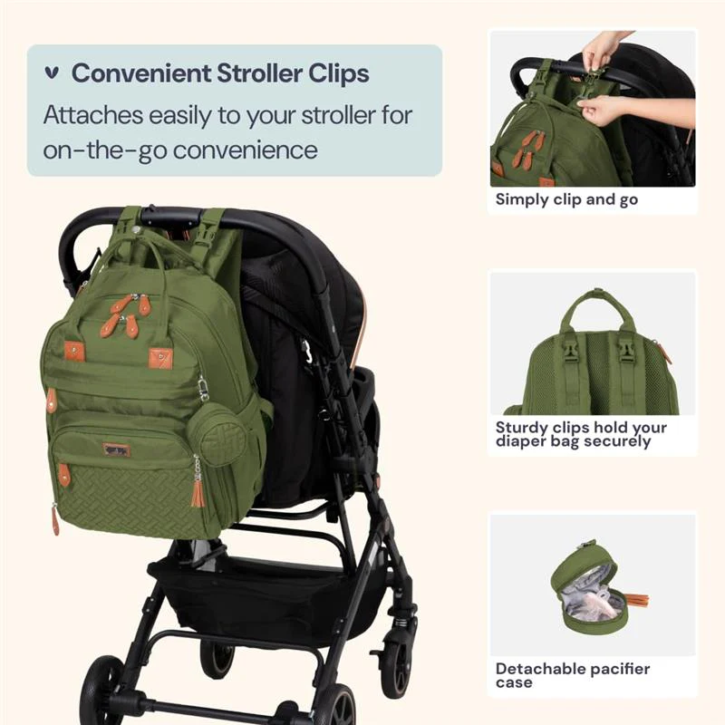 BabbleRoo - Travel Essentials Baby Bag Tote with Changing Pad, Forest Green - Image 6