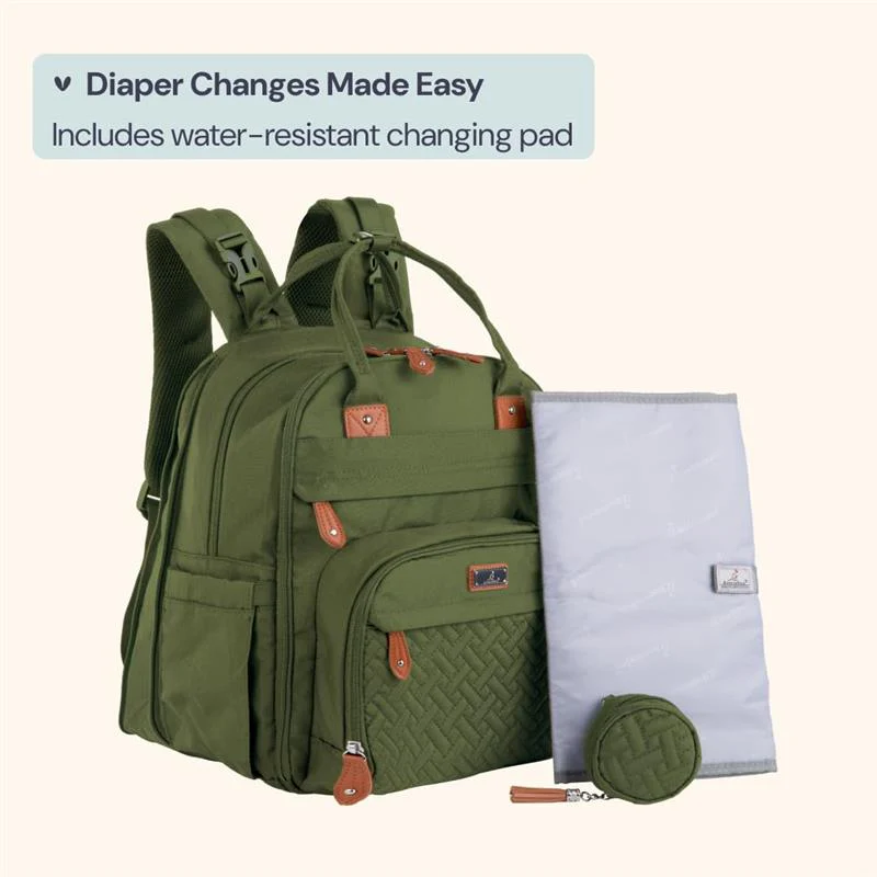 BabbleRoo - Travel Essentials Baby Bag Tote with Changing Pad, Forest Green - Image 7