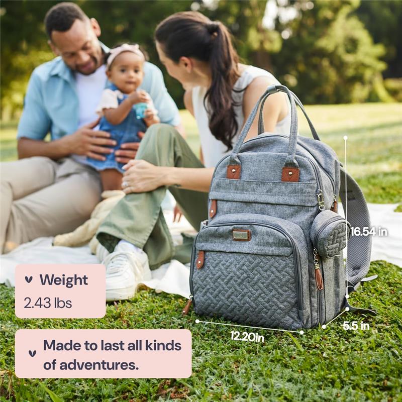 BabbleRoo - Travel Essentials Baby Bag with Changing Pad, Khaki - Image 7