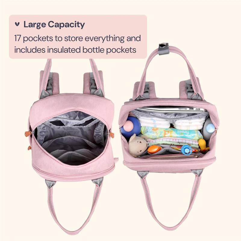 BabbleRoo - Travel Tote Multi function Waterproof Bag, Pink - Image 2