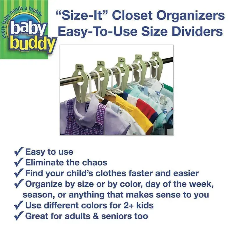 Baby Buddy - 5Pk Size-It Closet Organizers, White - Image 3