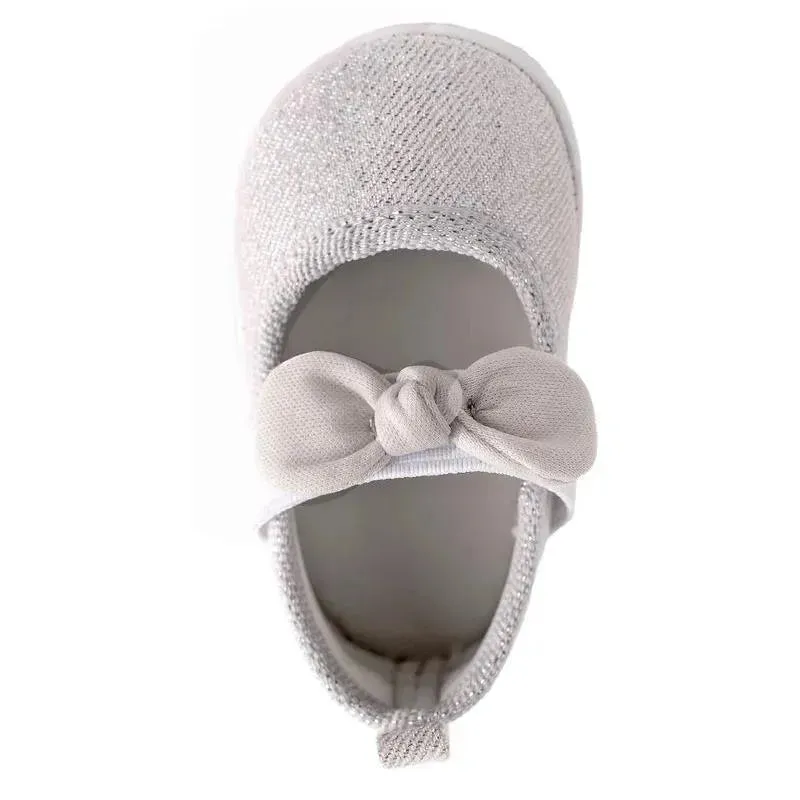 Baby Deer - Baby Girl Kaydence Shimmer Pink Mary Jane Slip On, Silver - Image 2