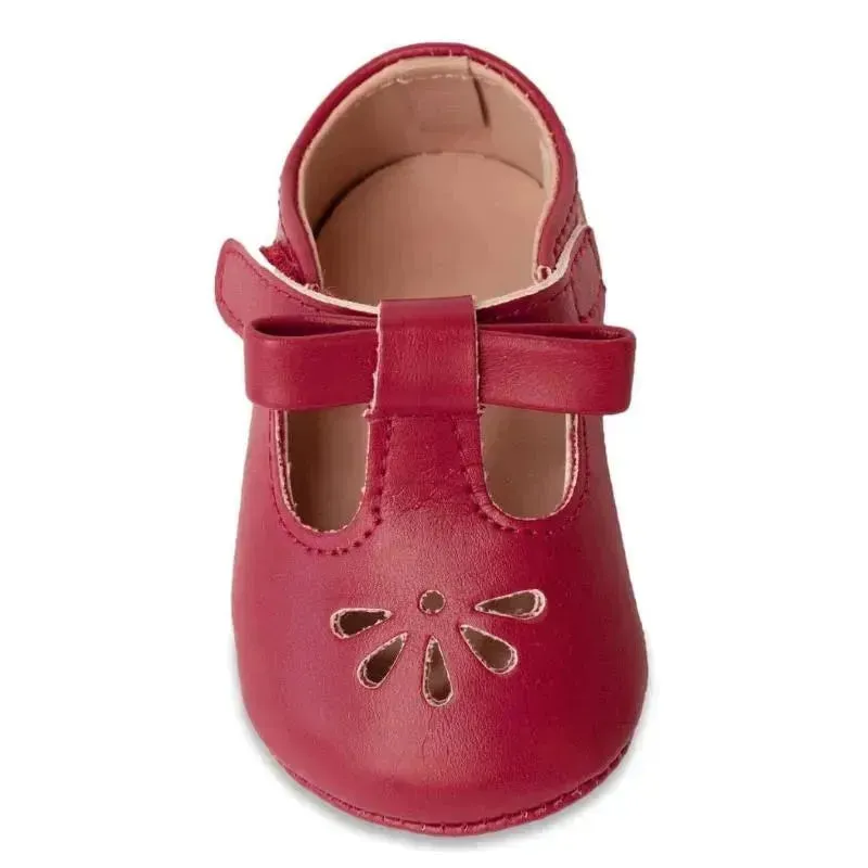 Baby Deer - Baby Girl Red Velvet T-Strap Sandal With Ankle Strap - Image 2
